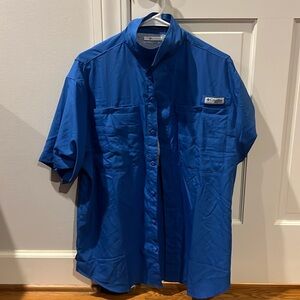 Columbia Men’s PFG Short Sleeve Button Down Dark Blue